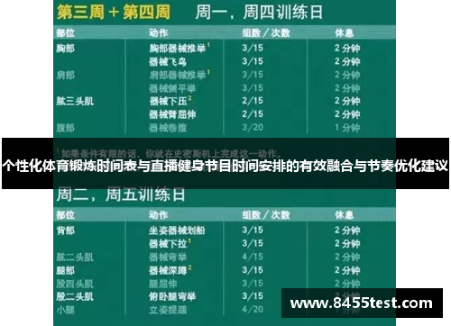 个性化体育锻炼时间表与直播健身节目时间安排的有效融合与节奏优化建议